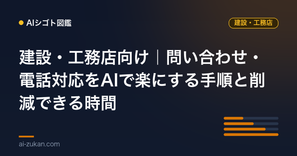 建設・工務店向け｜問い合わせ・電話対応をAIで楽にする手順と削減できる時間
