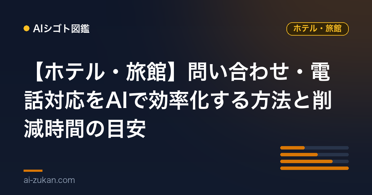 【ホテル・旅館】問い合わせ・電話対応をAIで効率化する方法と削減時間の目安
