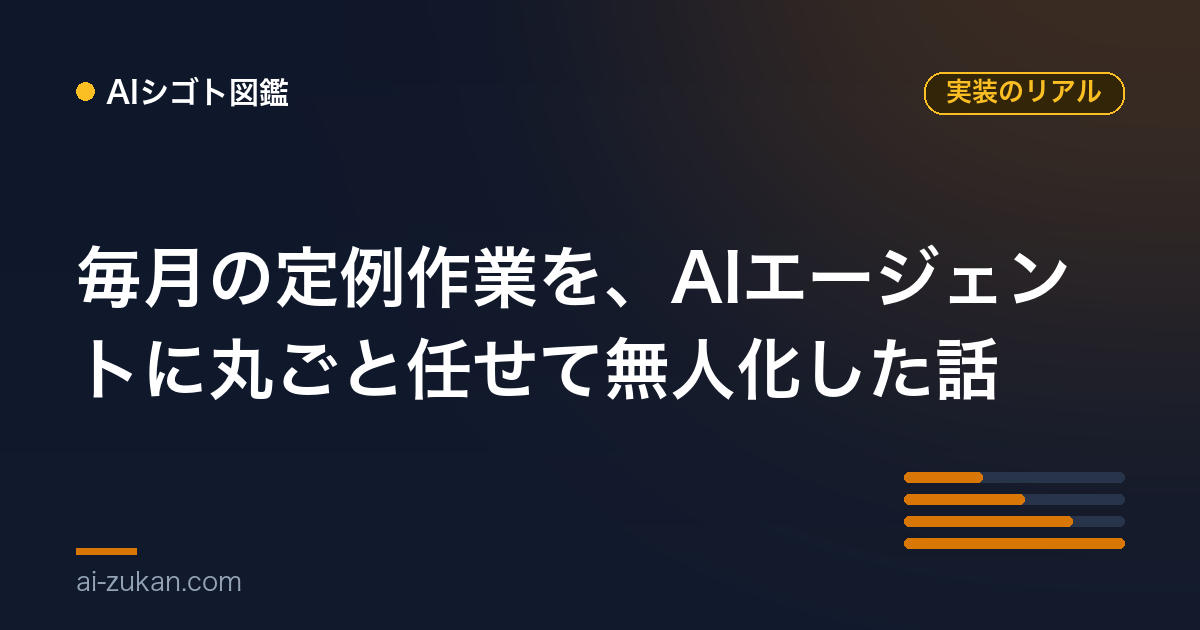 毎月の定例作業を、AIエージェントに丸ごと任せて無人化した話